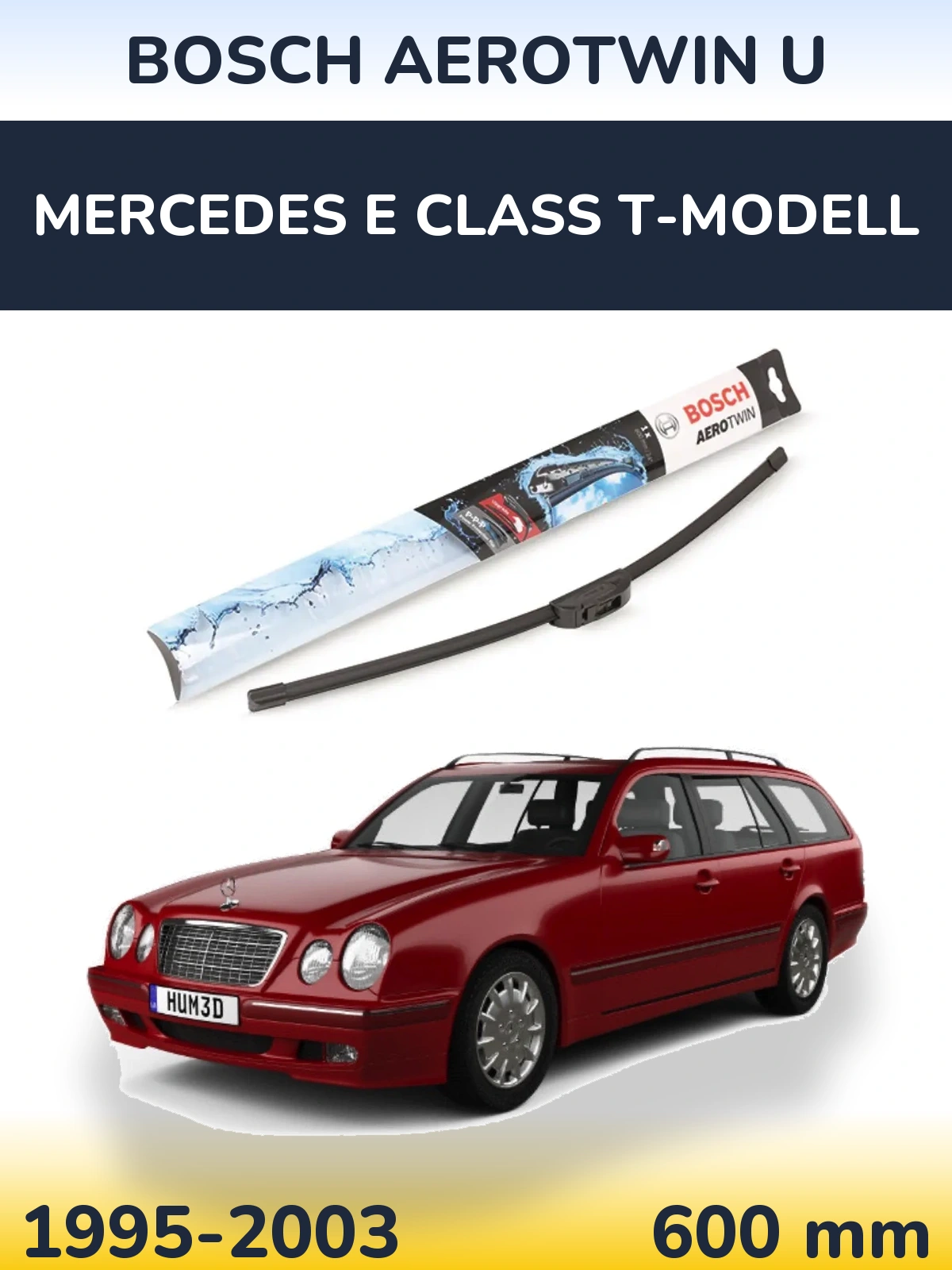 Front wiper blade BOSCH AeroTwin U 600 mm for Mercedes E Class T-Modell 1995-2003