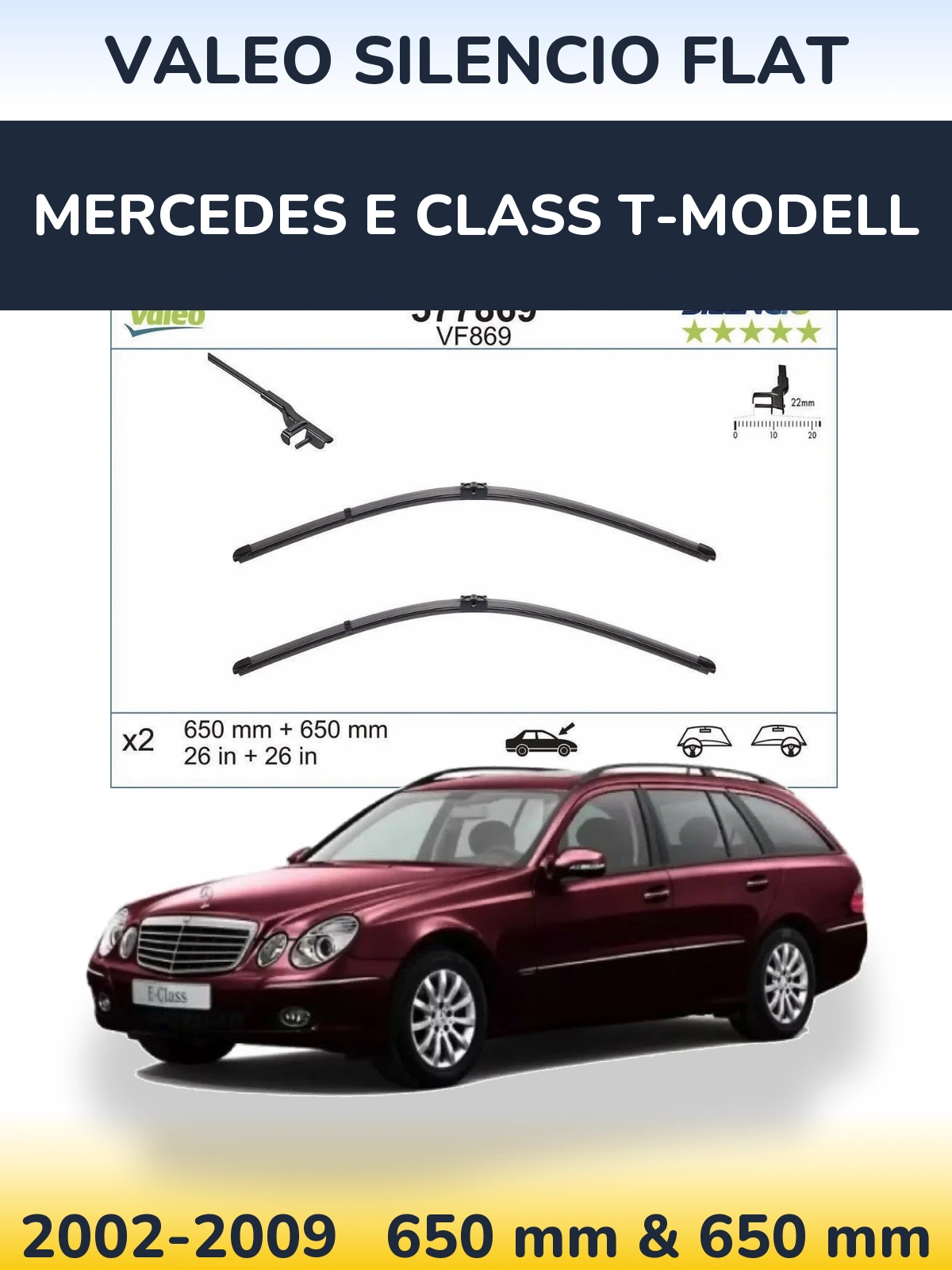 Комплект передних дворников Valeo Silencio Flat 680 & 680 мм для Mercedes E Class T-Модельl 2002-2009
