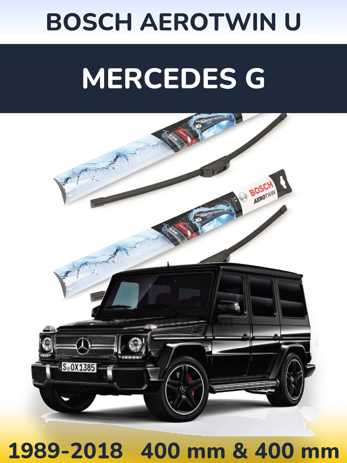Komplet przednich wycieraczek BOSCH AeroTwin U 400 & 400 mm do Mercedes G 1989-2018