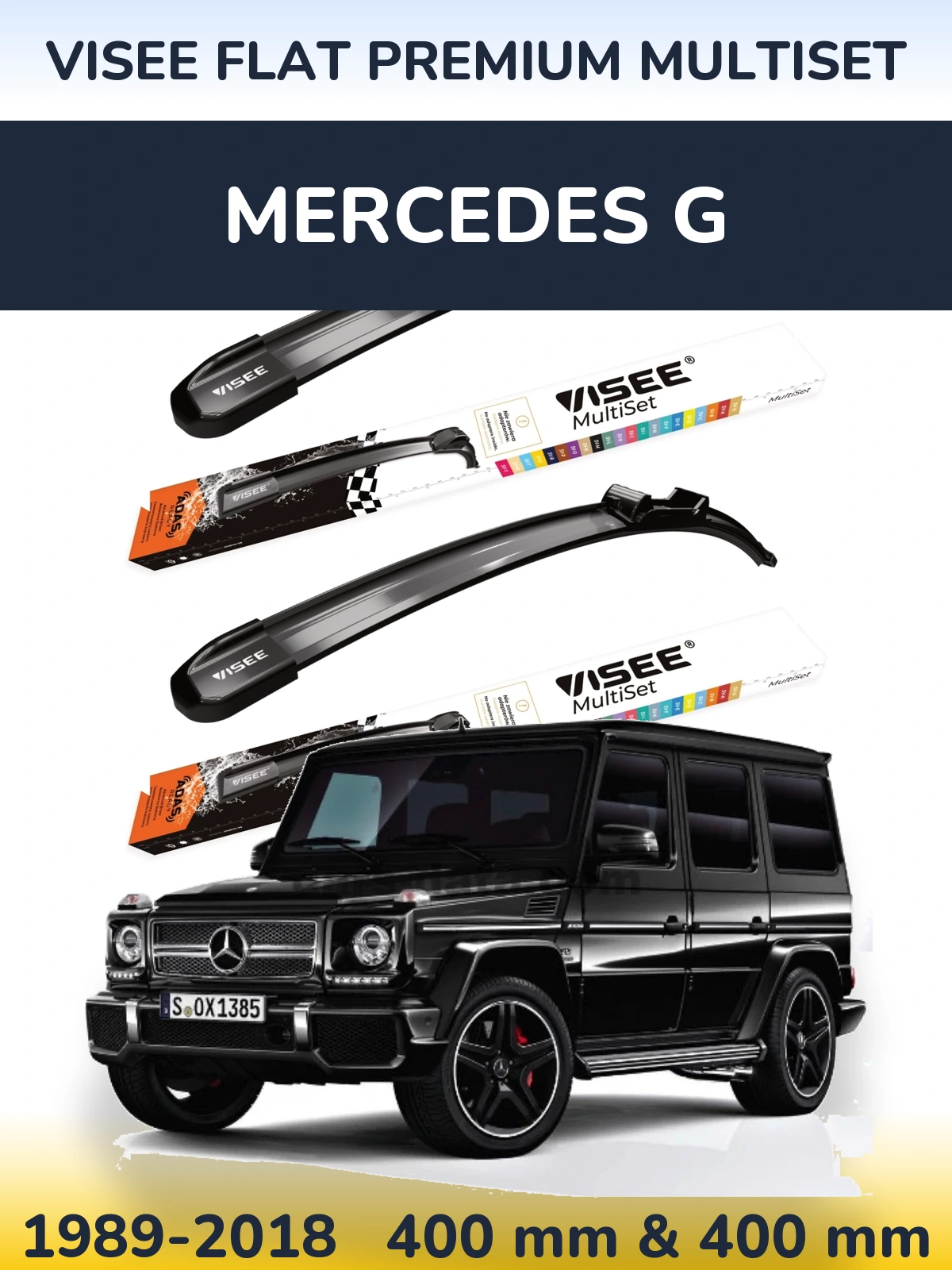 Komplet przednich wycieraczek VISEE FLAT PREMIUM MultiSet 400 & 400 mm do Mercedes G 1989-2018