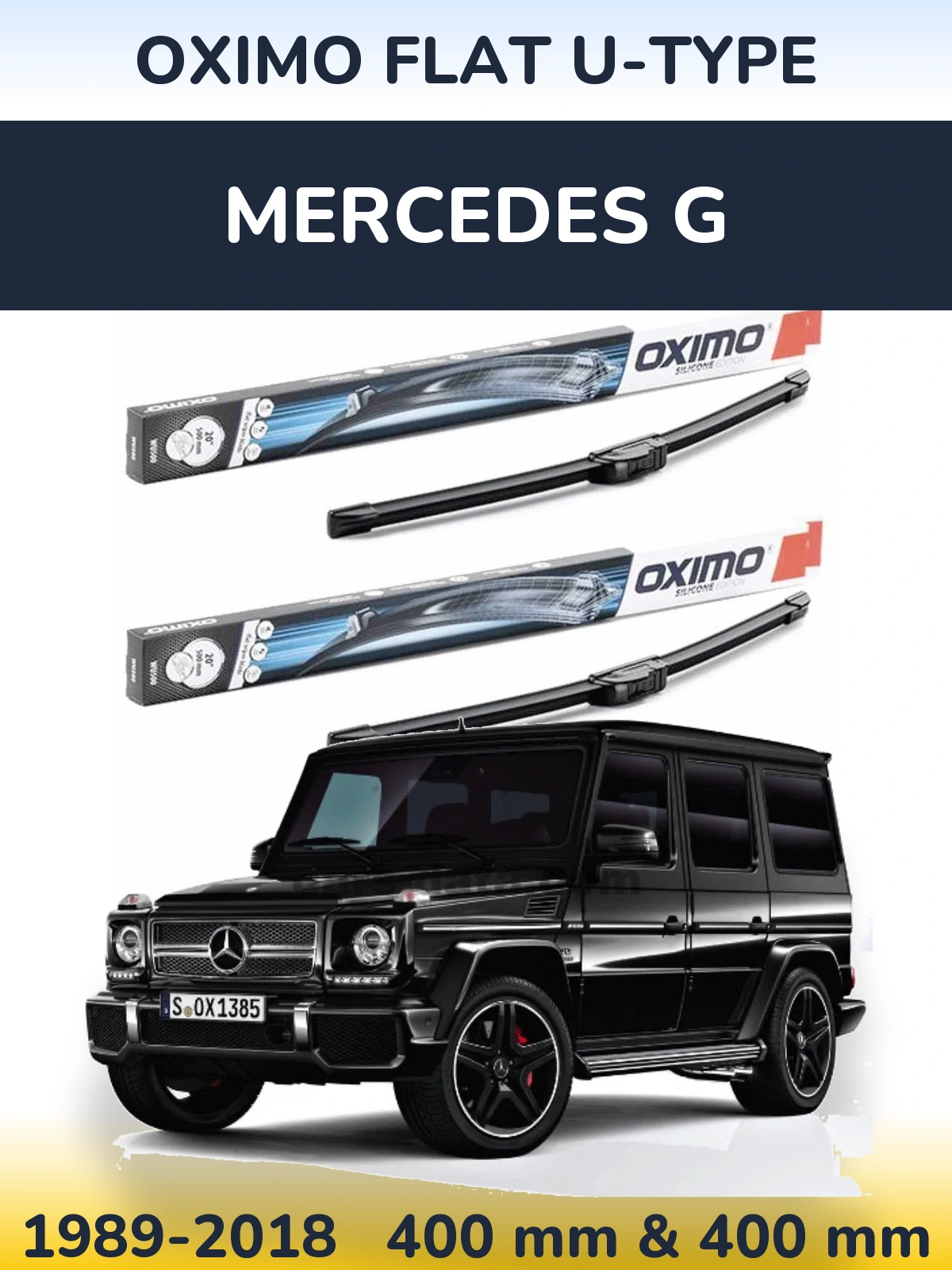 Komplet przednich wycieraczek Oximo Flat U-type 400 & 400 mm do Mercedes G 1989-2018