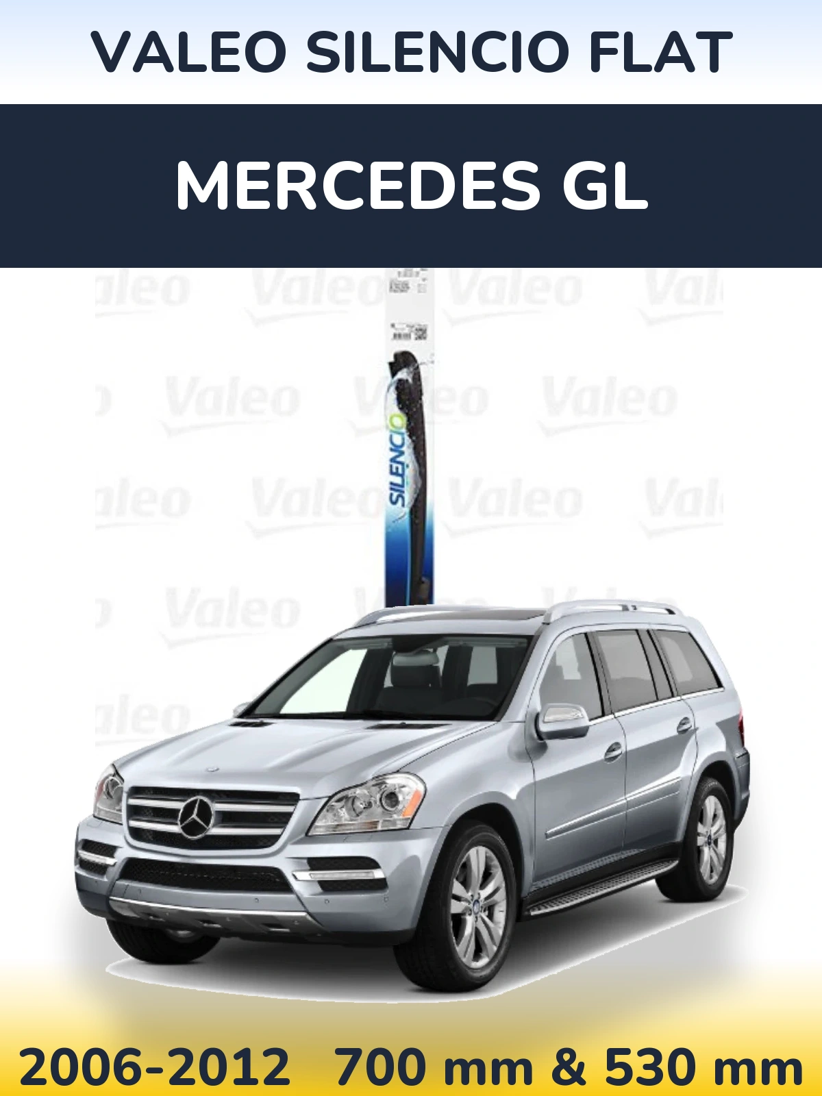Front wiper blade set Valeo Silencio Flat 700 & 530 mm for Mercedes GL 2006-2012