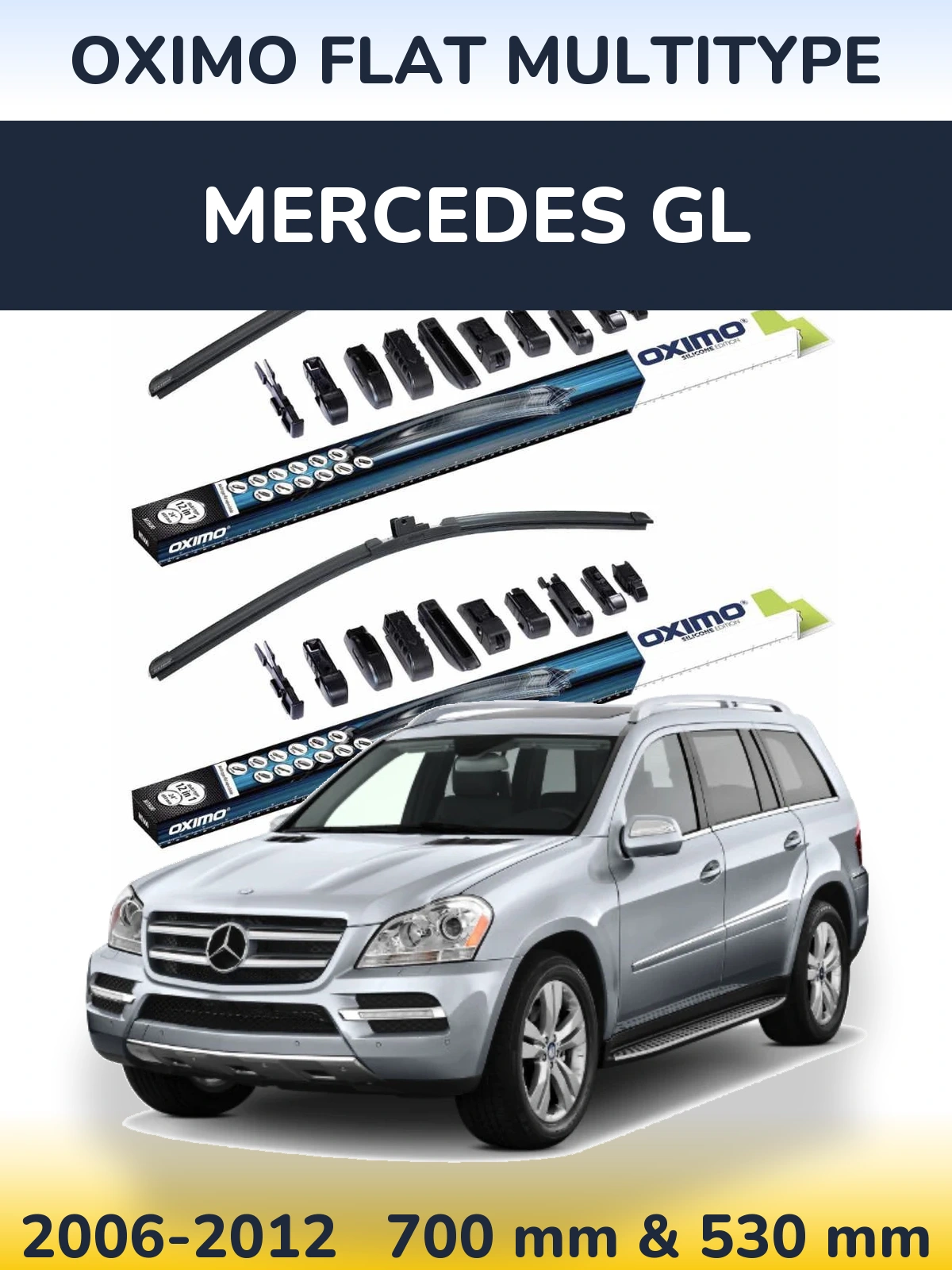 Komplet przednich wycieraczek Oximo Flat MultiType 700 & 530 mm do Mercedes GL 2006-2012