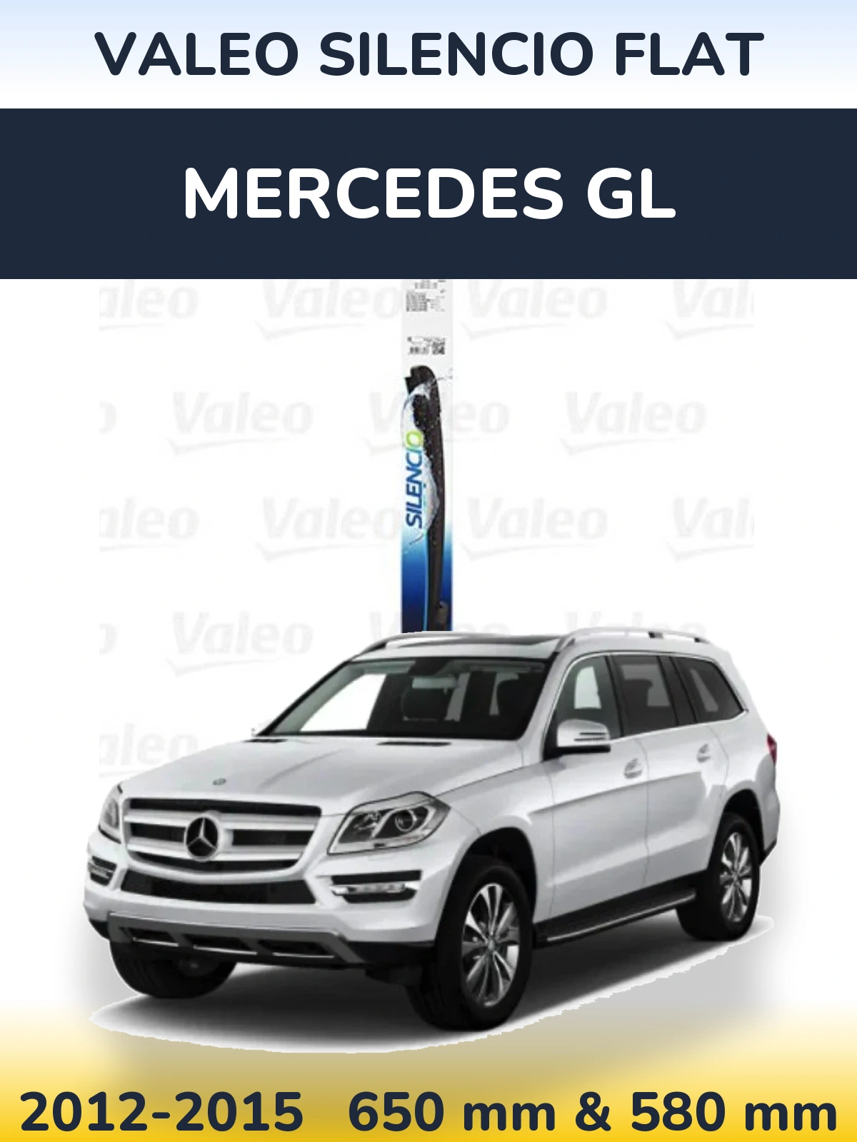 Комплект передних дворников Valeo Silencio Flat 650 & 580 мм для Mercedes GL 2012-2015