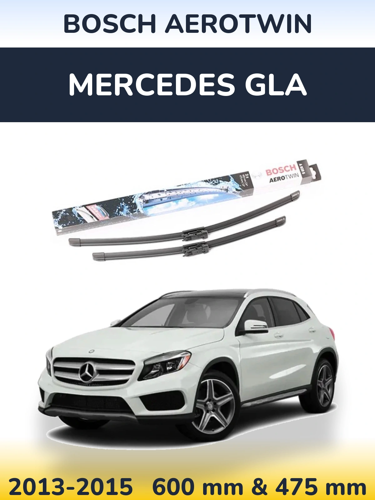 Комплект передних дворников BOSCH AeroTwin 600 & 475 мм для Mercedes GLA 2013-2015