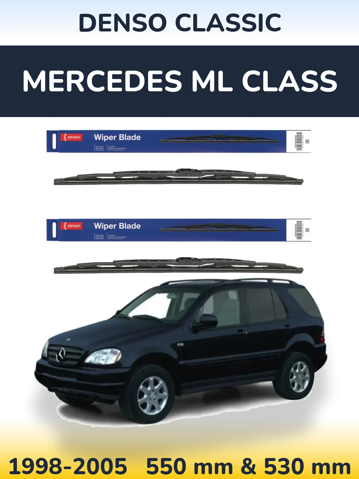 Front wiper blade set Denso Classic 550 & 530 mm for Mercedes ML Class 1998-2005