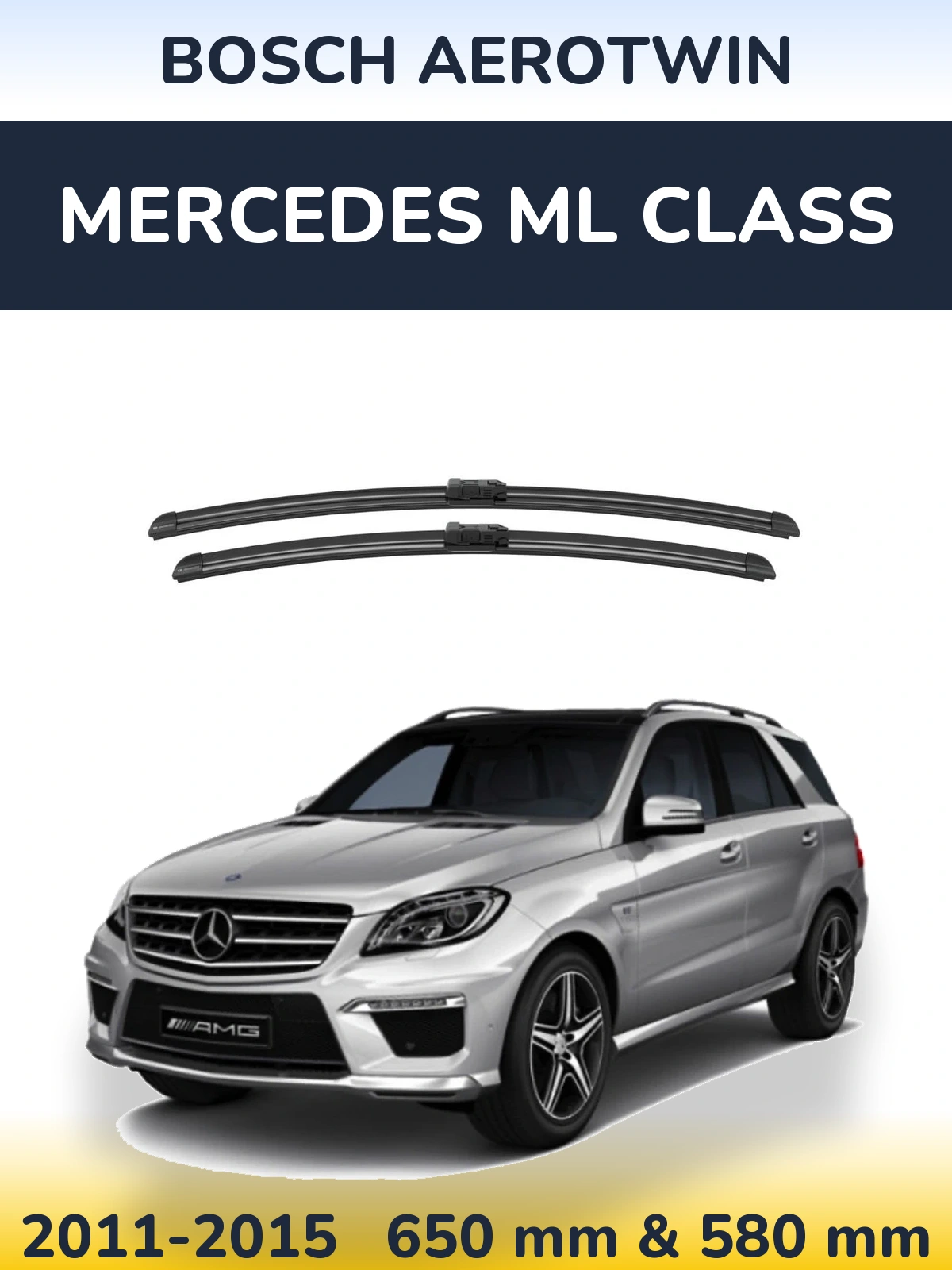Комплект передніх щіток BOSCH AeroTwin 650 & 580 мм для Mercedes ML Class 2011-2015