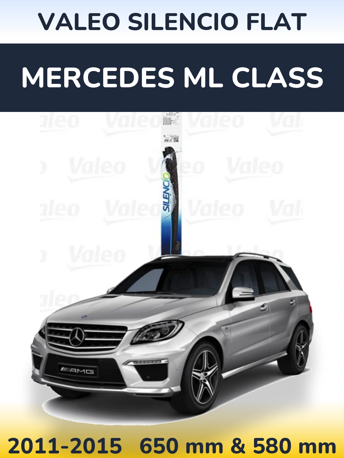 Комплект передніх щіток Valeo Silencio Flat 650 & 580 мм для Mercedes ML Class 2011-2015