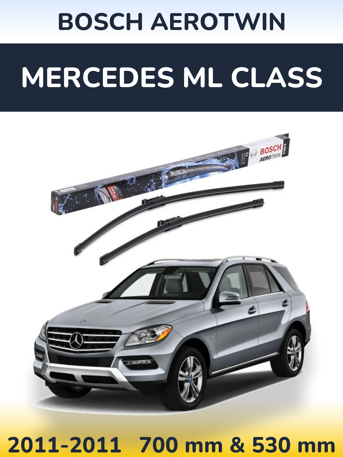 Komplet przednich wycieraczek BOSCH AeroTwin 700 & 530 mm do Mercedes Klasa ML 2011-2011