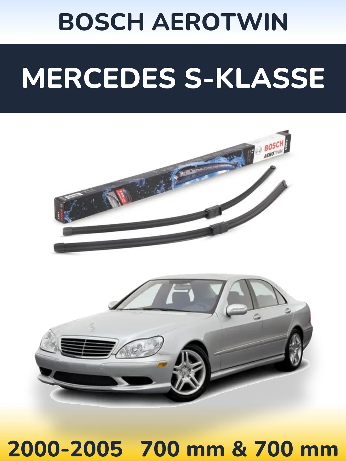 Front wiper blade set BOSCH AeroTwin 680 & 680 mm for Mercedes S-Klasse 2000-2005