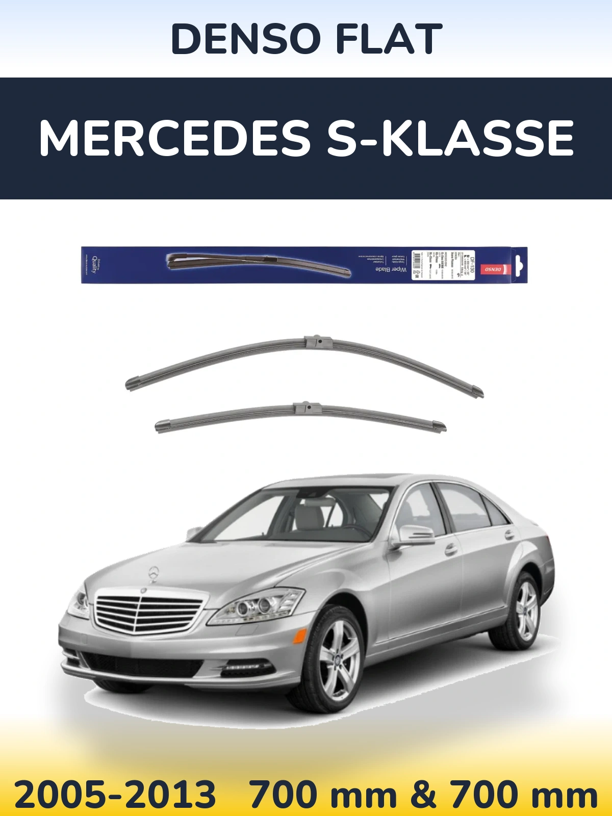 Front wiper blade set Denso Flat 650 & 650 mm for Mercedes S-Klasse 2005-2013