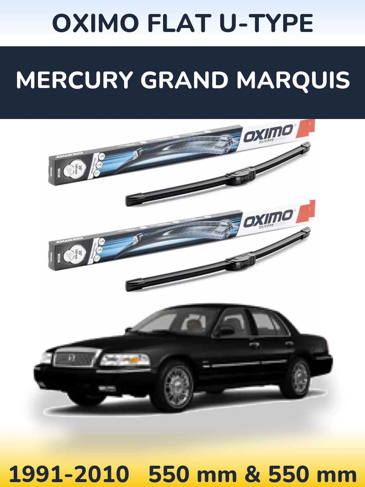 Komplet przednich wycieraczek Oximo Flat U-type 550 & 550 mm do Mercury Grand Marquis 1991-2010