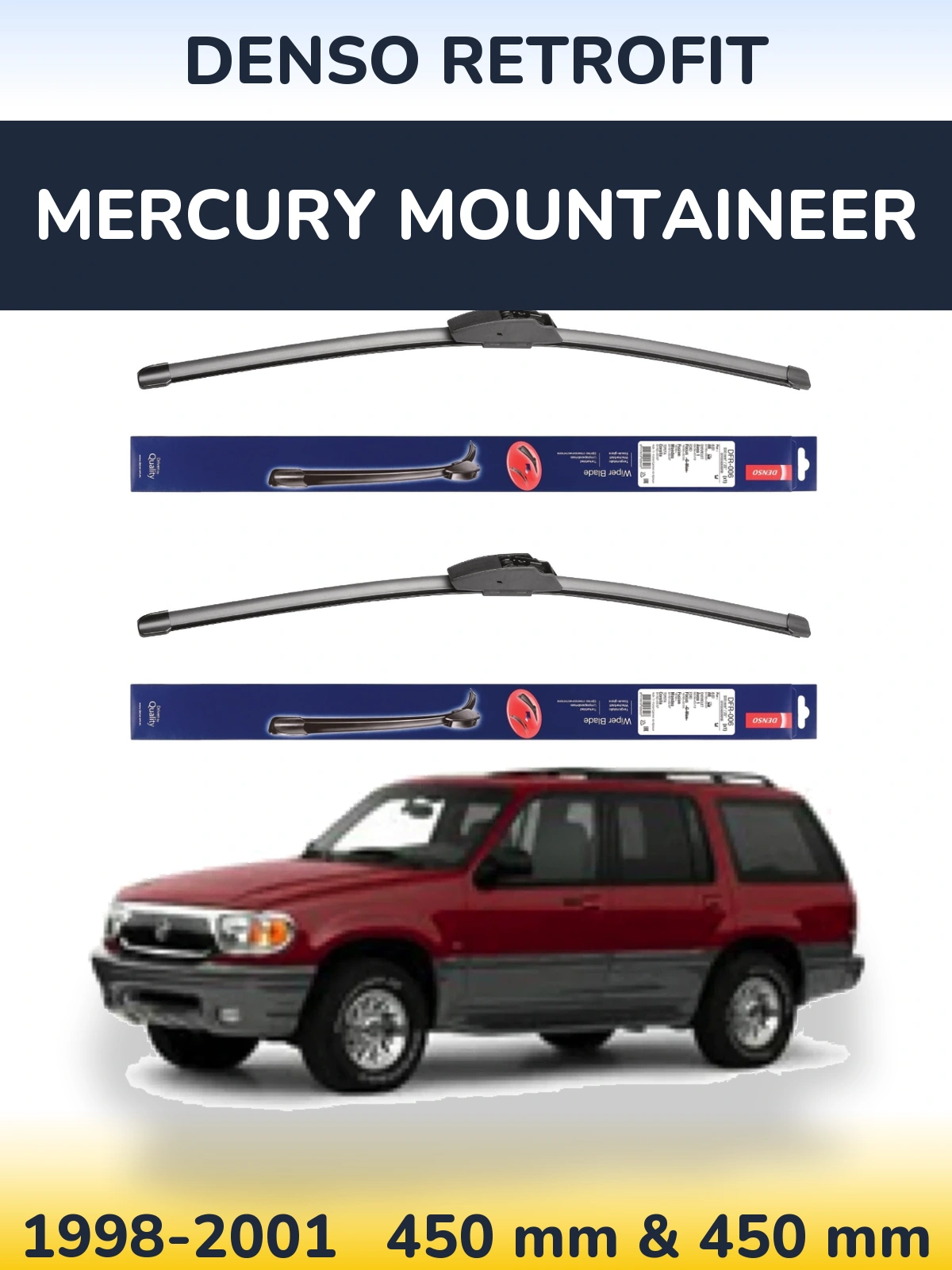 Komplet przednich wycieraczek Denso Retrofit 450 & 450 mm do Mercury Mountaineer 1998-2001
