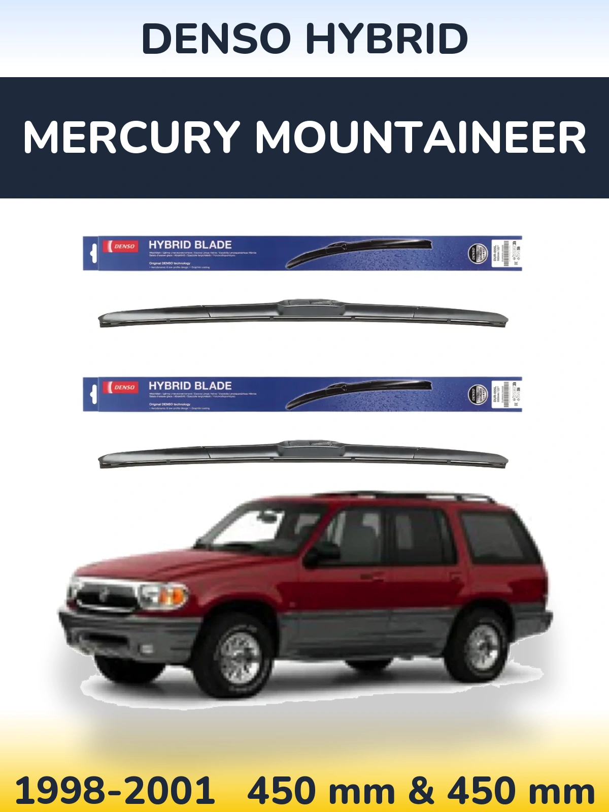 Komplet przednich wycieraczek Denso Hybrid 450 & 450 mm do Mercury Mountaineer 1998-2001