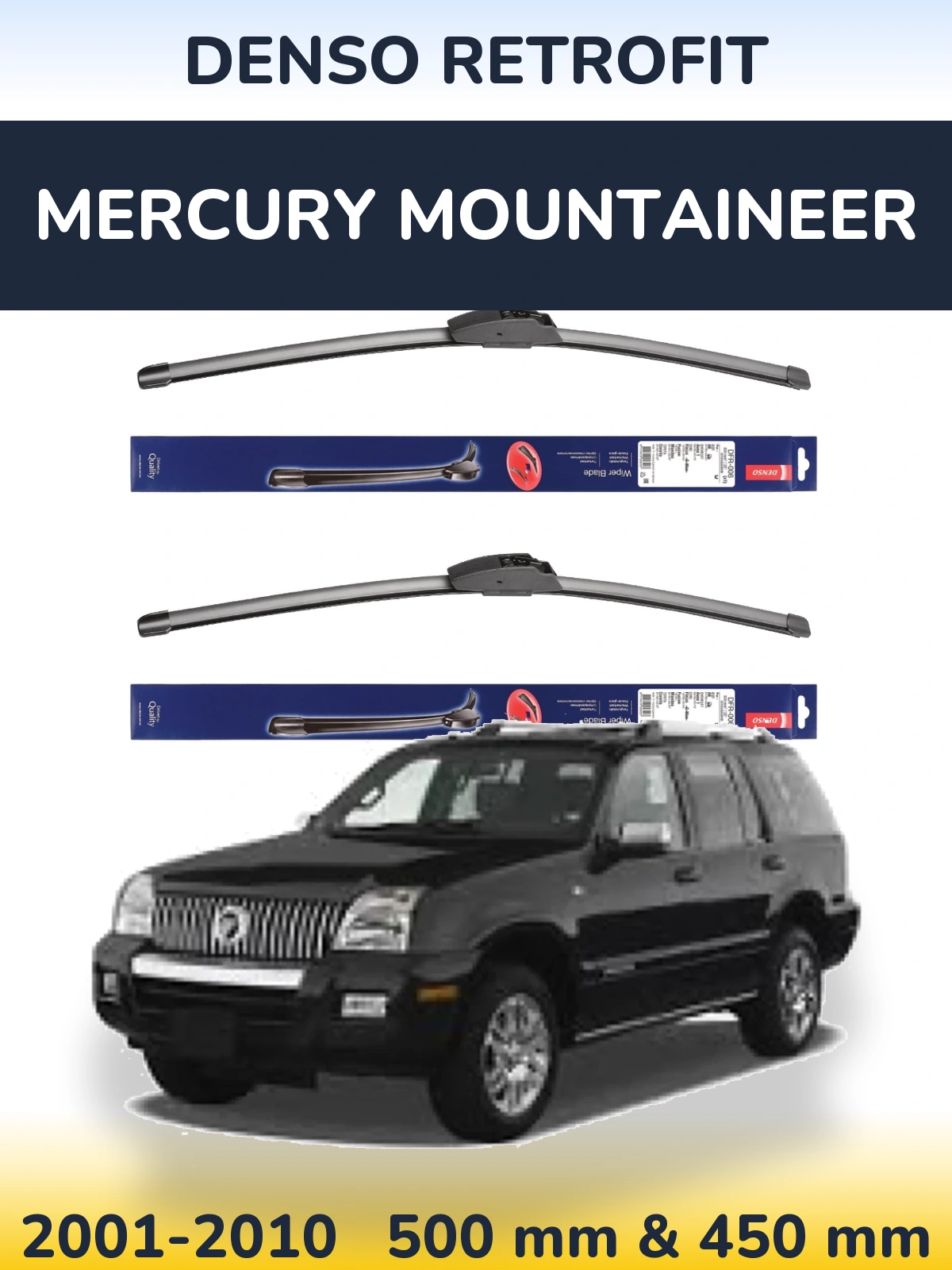 Комплект передних дворников Denso Retrofit 500 & 450 мм для Mercury Mountaineer 2001-2010