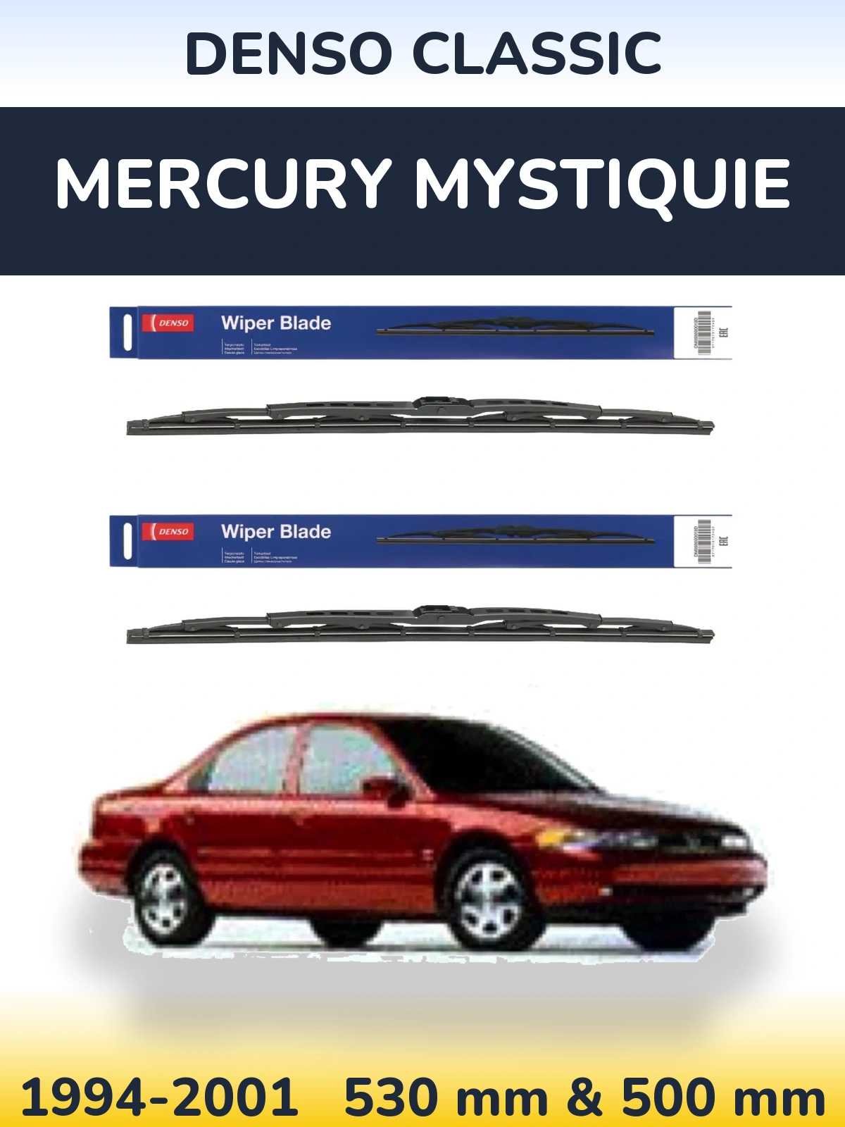 Komplet przednich wycieraczek Denso Classic 530 & 500 mm do Mercury Mystiquie 1994-2001