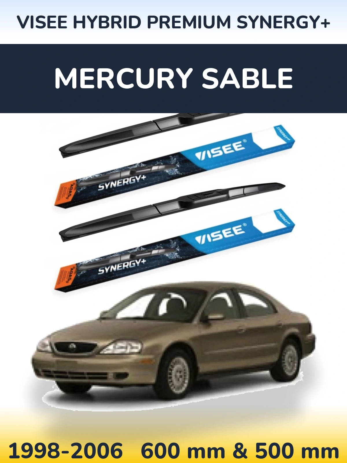 Комплект передних дворников VISEE HYBRID PREMIUM SYNERGY+ 600 & 500 мм для Mercury Sable 1998-2006