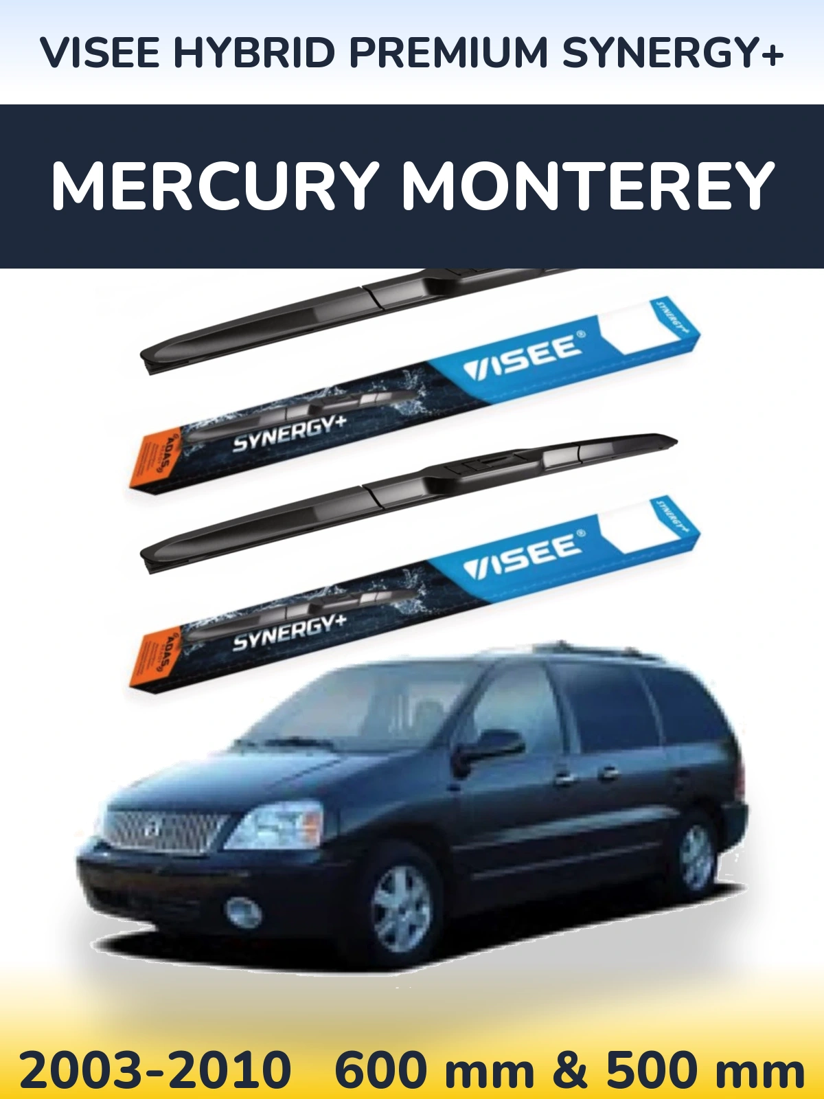 Комплект передних дворников VISEE HYBRID PREMIUM SYNERGY+ 600 & 500 мм для Mercury Monterey 2003-2010