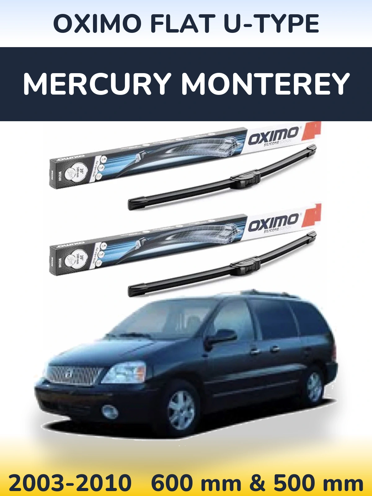 Комплект передних дворников Oximo Flat U-type 600 & 500 мм для Mercury Monterey 2003-2010