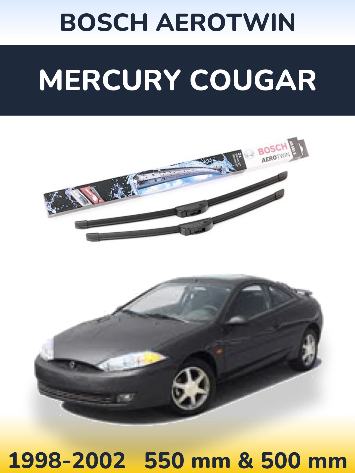 Комплект передних дворников BOSCH AeroTwin 550 & 500 мм для Mercury Cougar 1998-2002