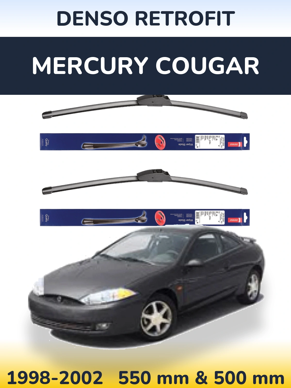 Комплект передних дворников Denso Retrofit 550 & 500 мм для Mercury Cougar 1998-2002