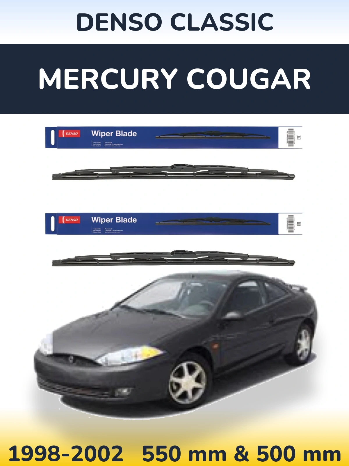 Komplet przednich wycieraczek Denso Classic 550 & 500 mm do Mercury Cougar 1998-2002