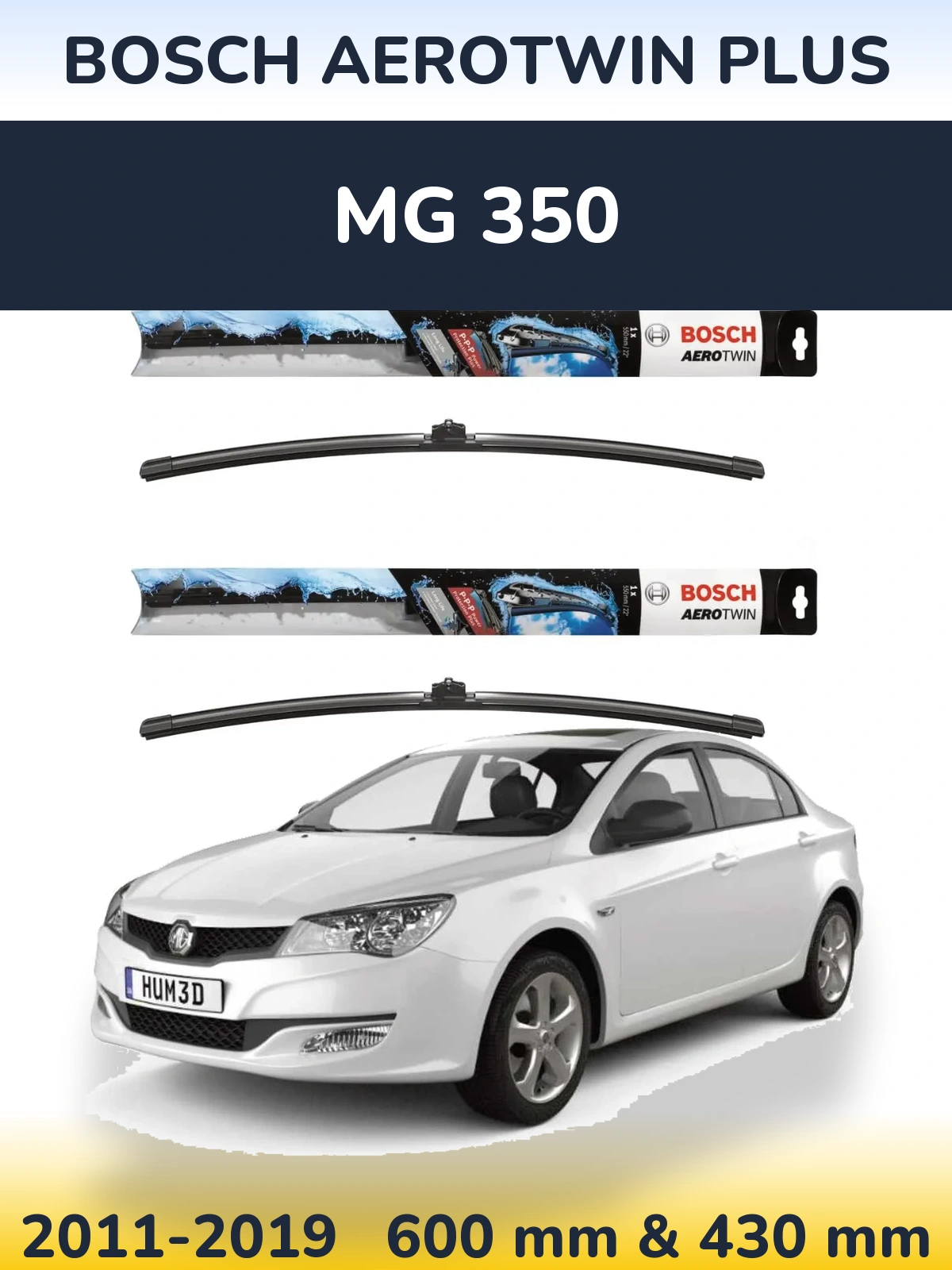 Комплект передніх щіток BOSCH AeroTwin Plus 600 & 430 мм для MG 350 2011-2019