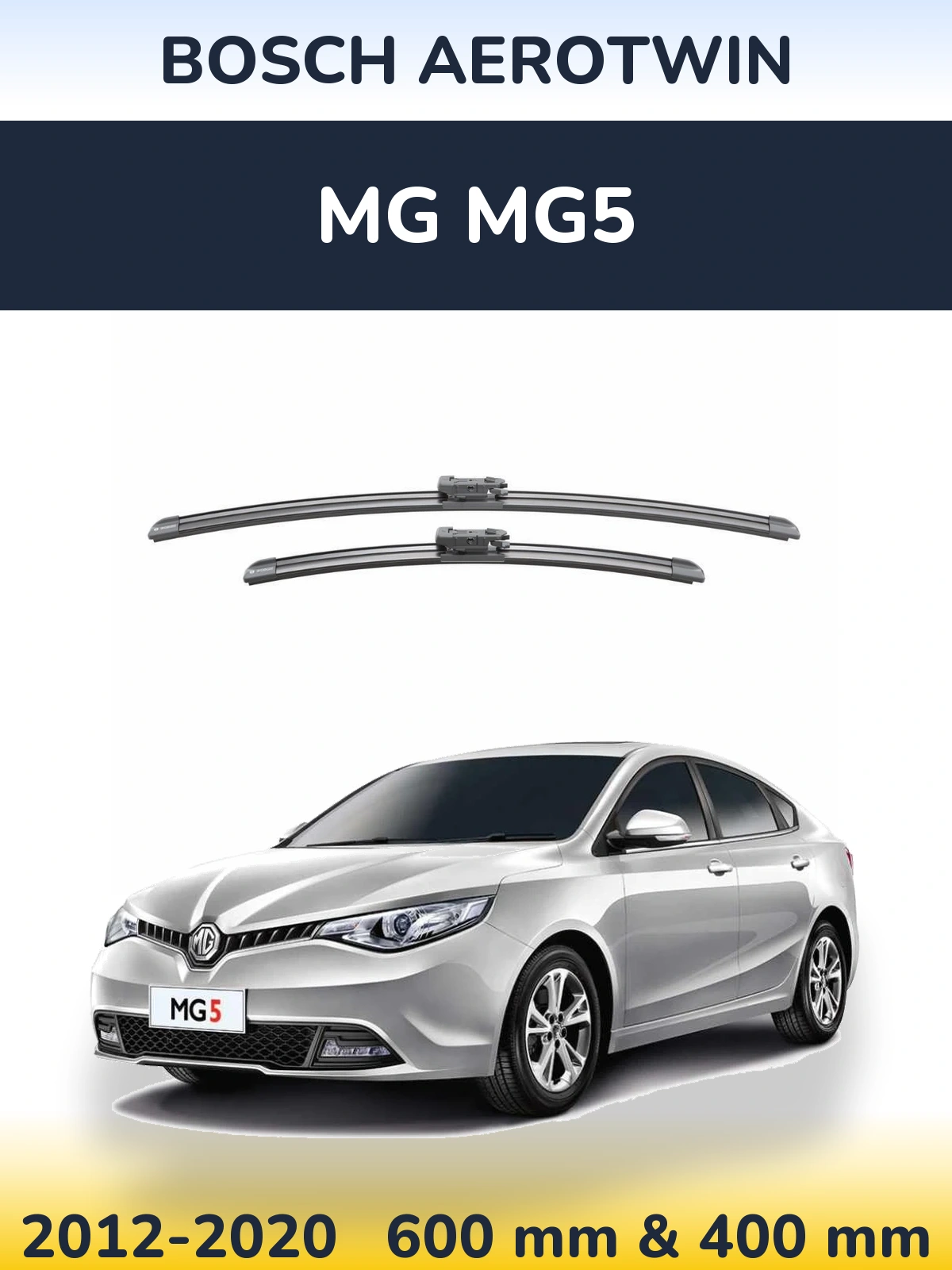 Комплект передних дворников BOSCH AeroTwin 600 & 400 мм для MG MG5 2012-2020