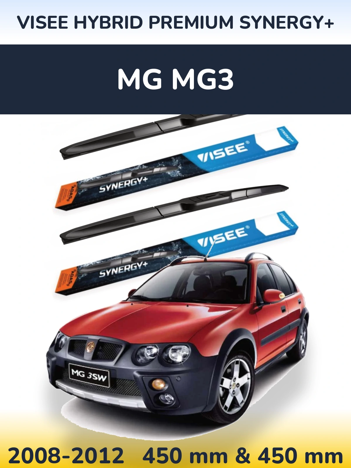 Комплект передних дворников VISEE HYBRID PREMIUM SYNERGY+ 450 & 450 мм для MG MG3 2008-2012
