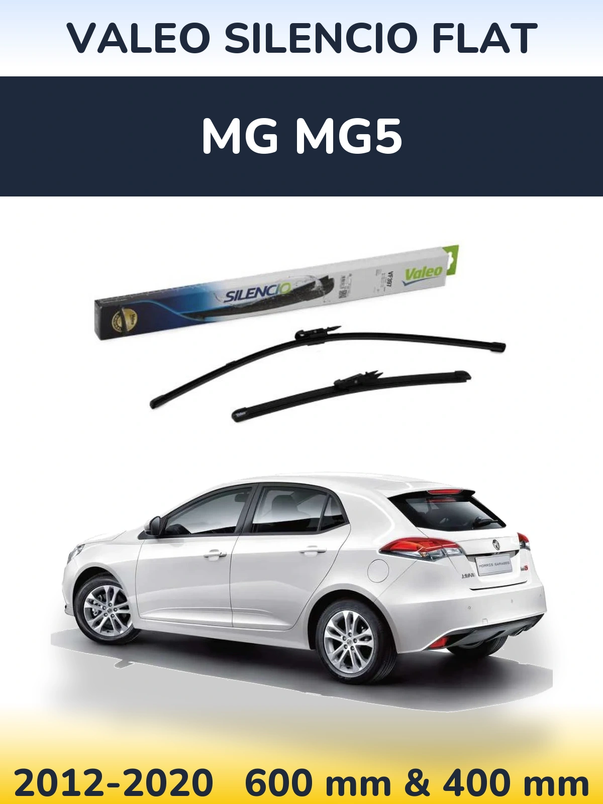 Комплект передних дворников Valeo Silencio Flat 600 & 380 мм для MG MG5 2012-2020