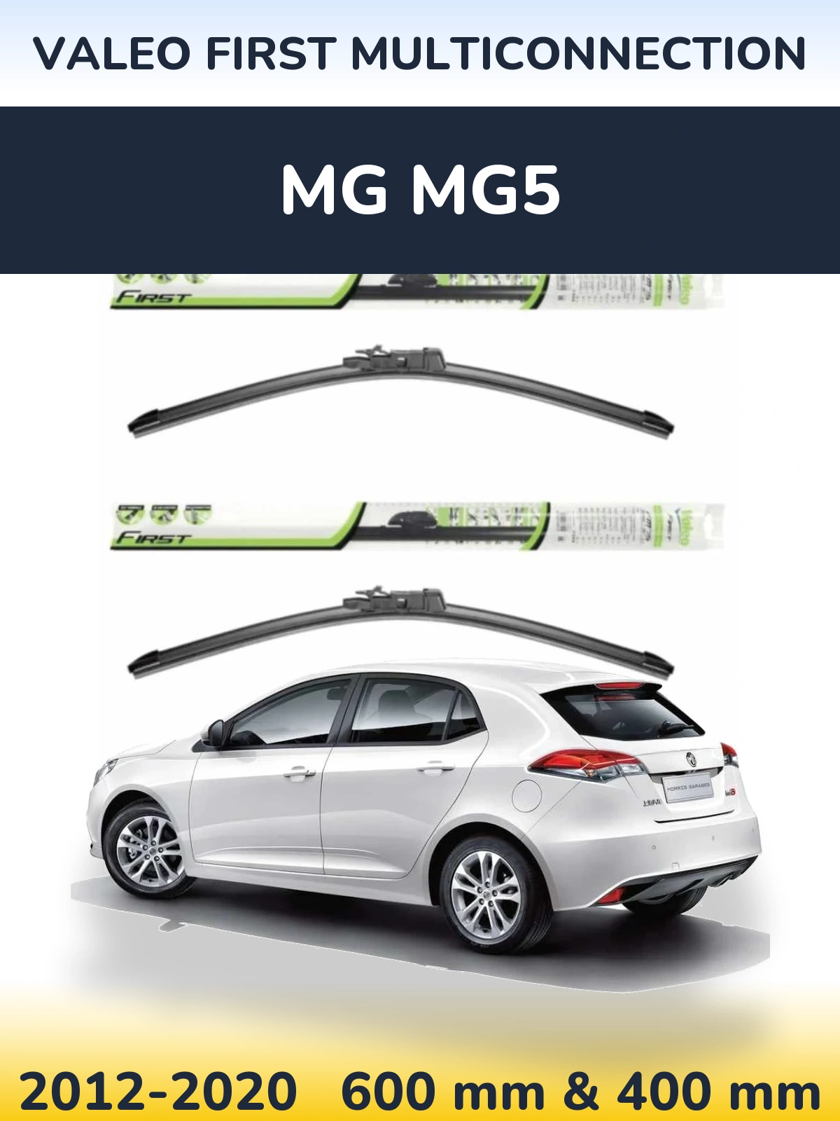 Комплект передних дворников Valeo First MultiConnection 600 & 400 мм для MG MG5 2012-2020