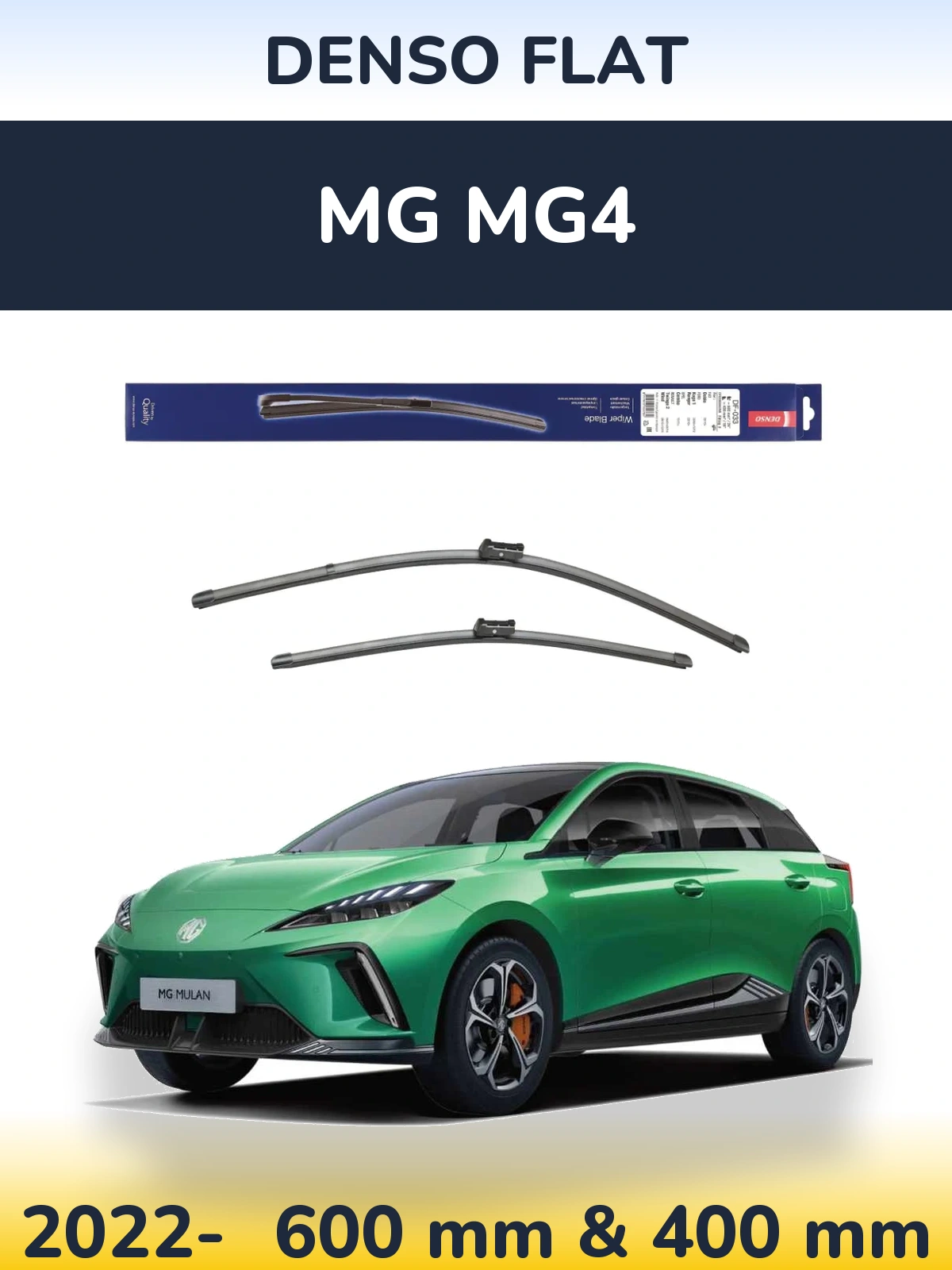 Front wiper blade set Denso Flat 600 & 400 mm for MG MG4 2022-2026