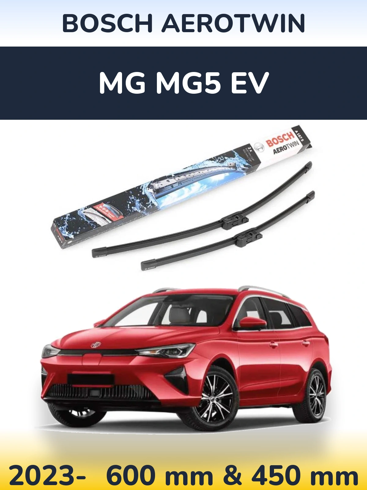 Комплект передніх щіток BOSCH AeroTwin 600 & 450 мм для MG MG5 EV 2023-2026