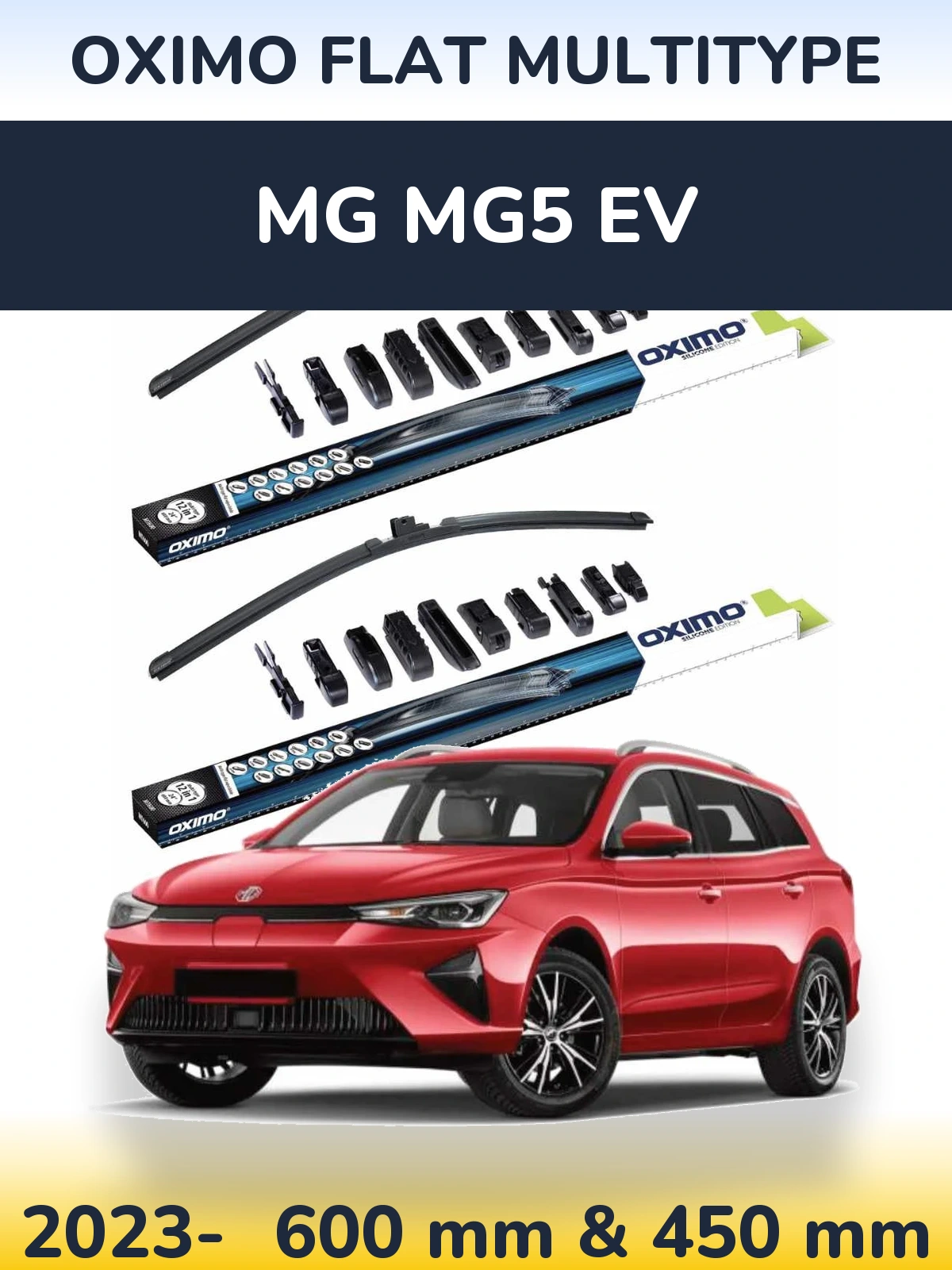 Комплект передніх щіток Oximo Flat MultiТипe 600 & 450 мм для MG MG5 EV 2023-2026