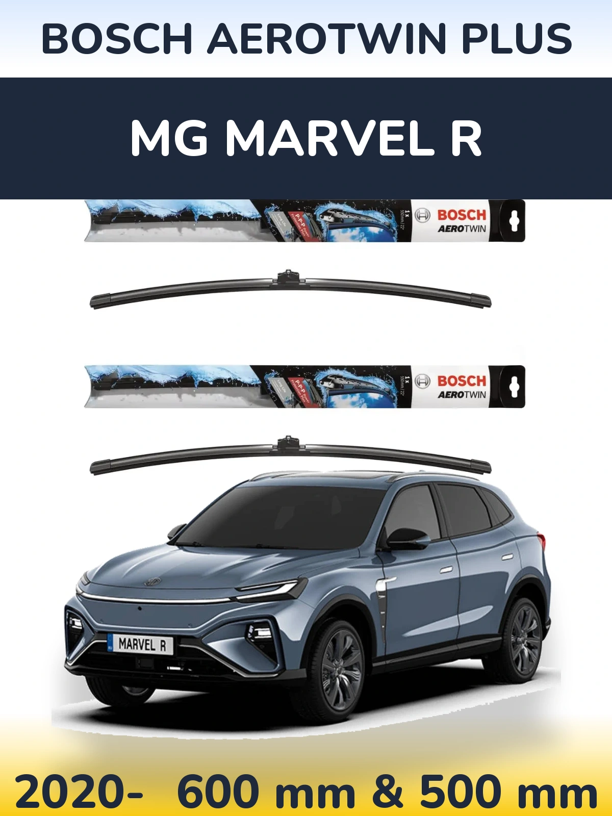 Комплект передніх щіток BOSCH AeroTwin Plus 600 & 500 мм для MG Marvel R 2020-2026