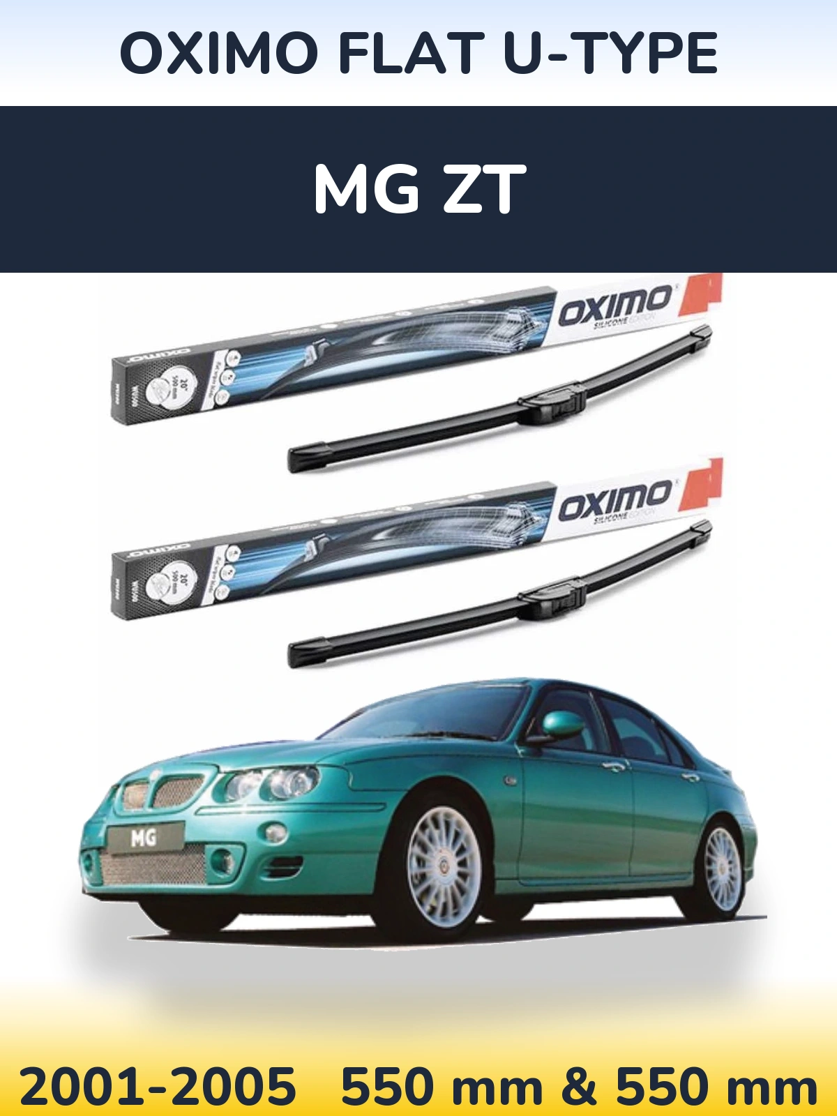 Комплект передних дворников Oximo Flat U-type 550 & 550 мм для MG ZT 2001-2005
