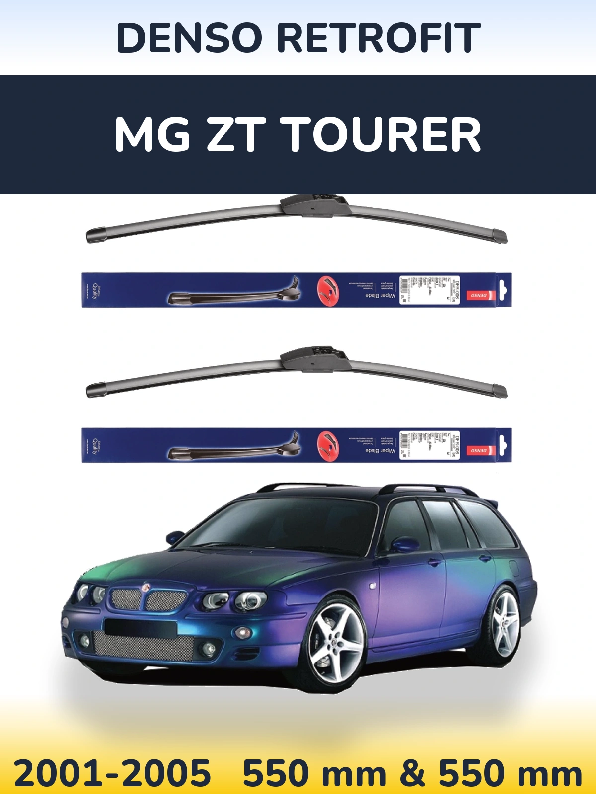 Комплект передніх щіток Denso Retrofit 550 & 550 мм для MG ZT Tourer 2001-2005