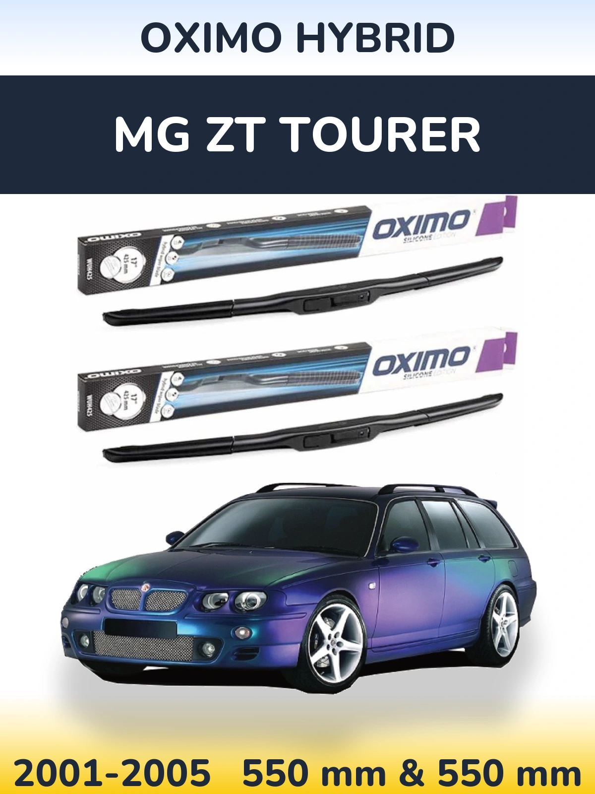 Komplet przednich wycieraczek Oximo Hybrid 550 & 550 mm do MG ZT Tourer 2001-2005