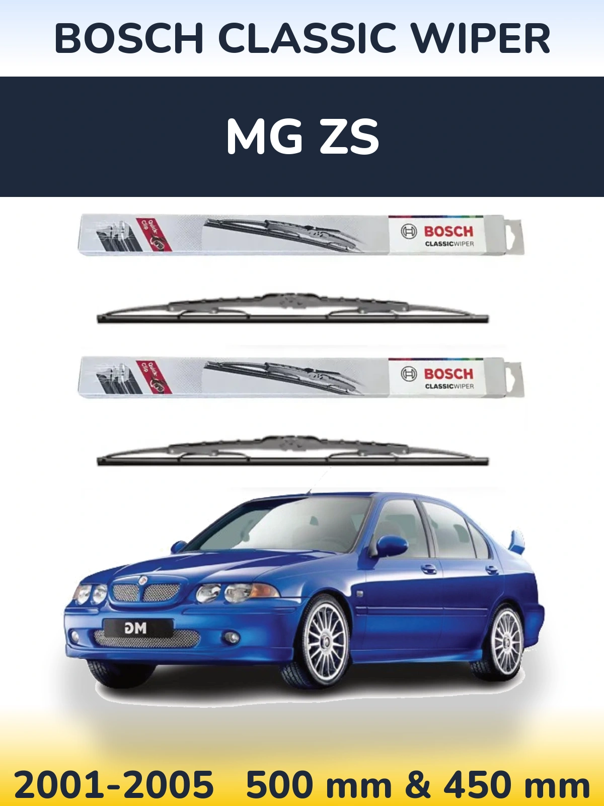 Komplet przednich wycieraczek BOSCH Classic Wiper 500 & 450 mm do MG ZS 2001-2005