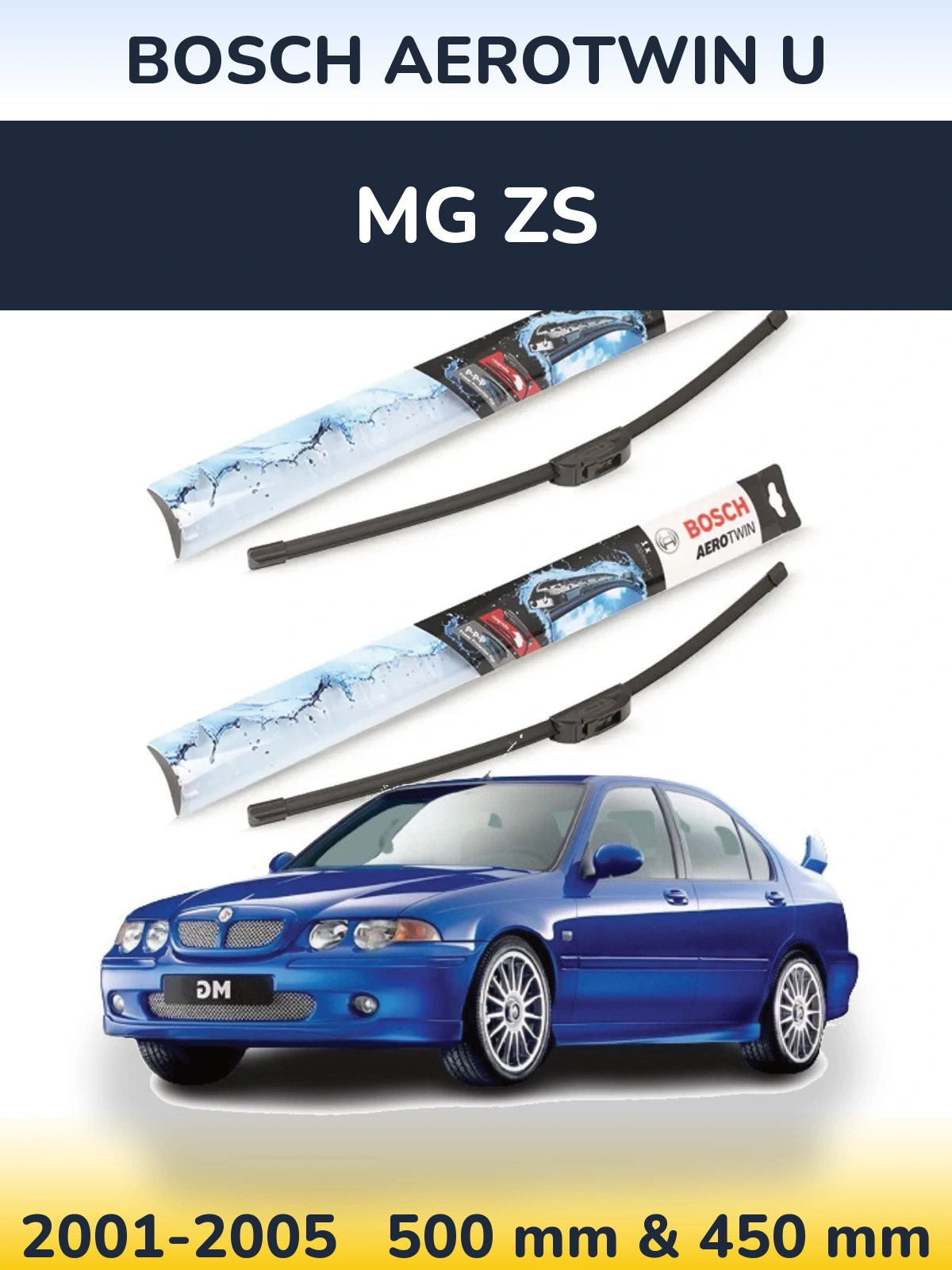 Komplet przednich wycieraczek BOSCH AeroTwin U 500 & 450 mm do MG ZS 2001-2005