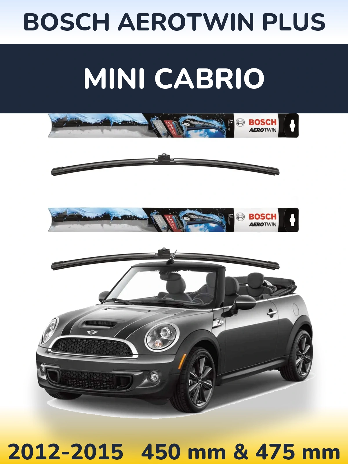 Komplet przednich wycieraczek BOSCH AeroTwin Plus 450 & 475 mm do MINI Cabrio 2012-2015