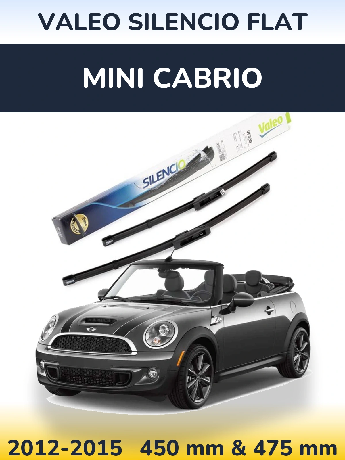 Komplet przednich wycieraczek Valeo Silencio Flat 450 & 475 mm do MINI Cabrio 2012-2015