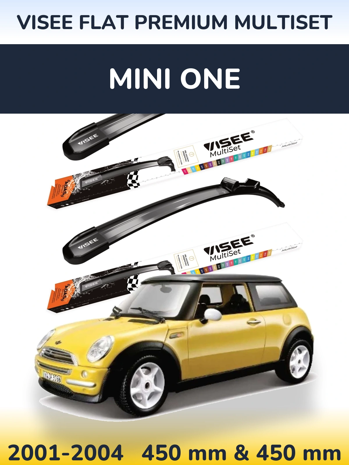 Komplet przednich wycieraczek VISEE FLAT PREMIUM MultiSet 450 & 450 mm do MINI One 2001-2004
