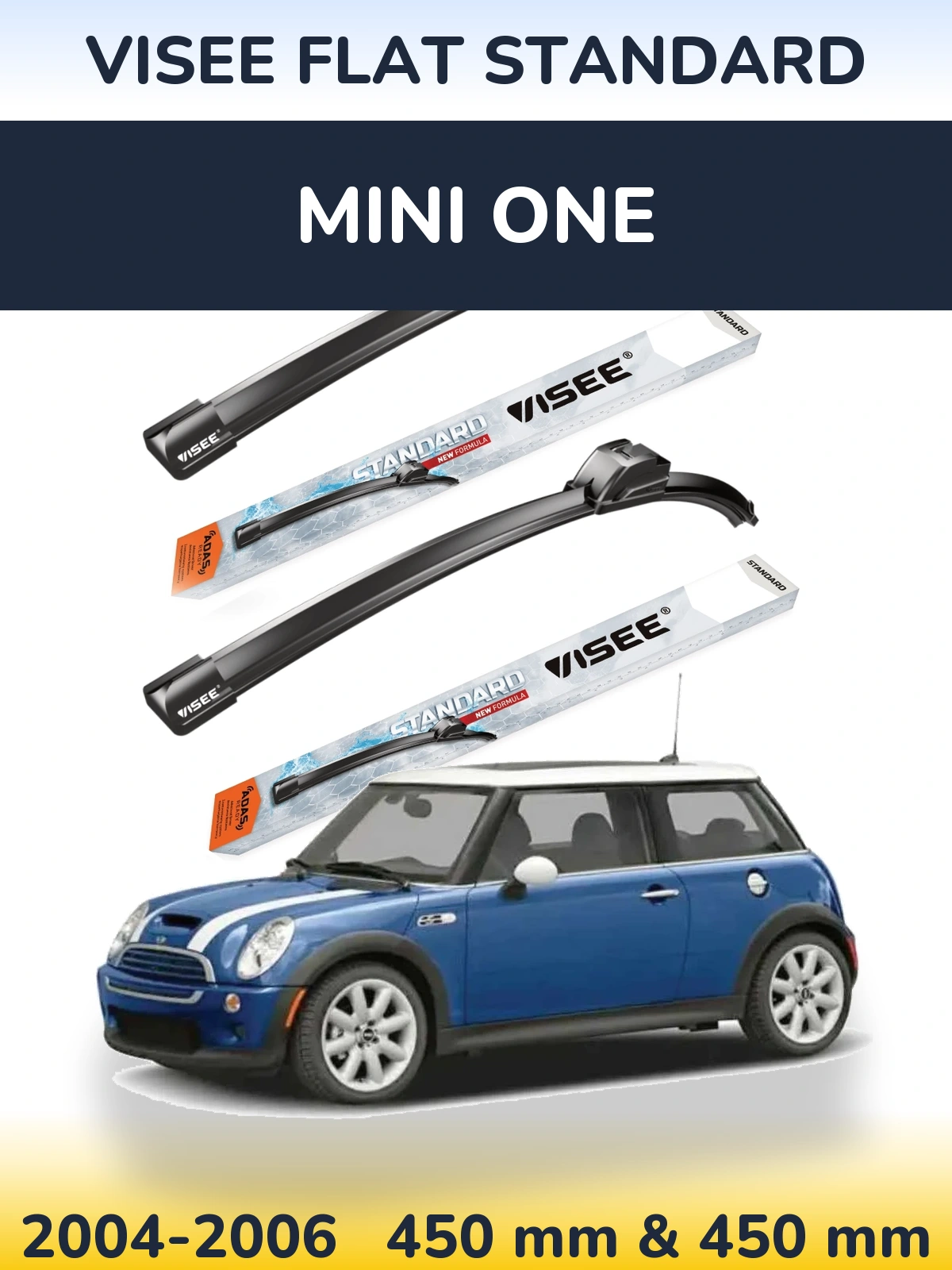 Комплект передних дворников VISEE FLAT STANDARD 450 & 450 мм для MINI One 2004-2006