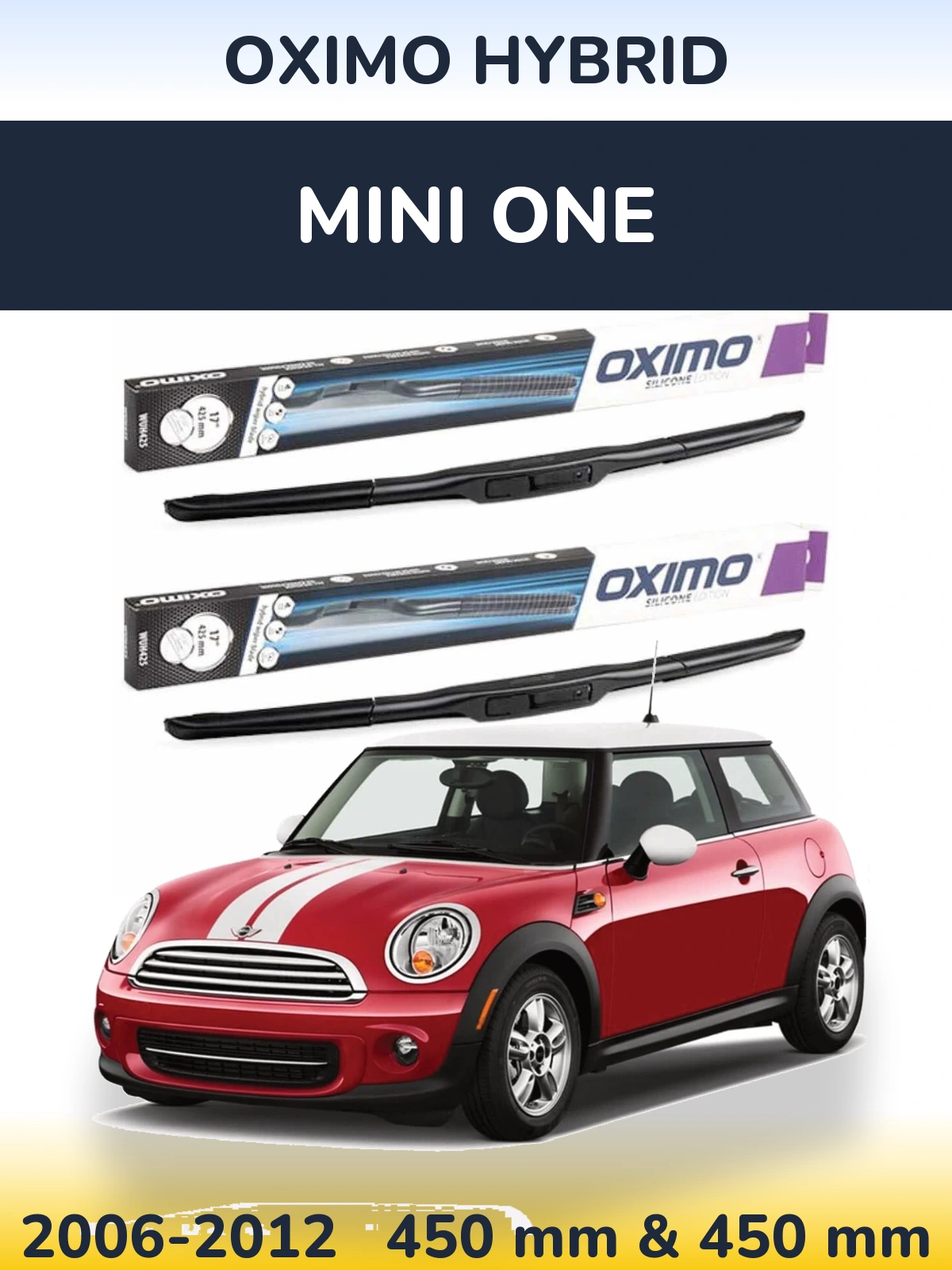 Комплект передних дворников Oximo Hybrid 450 & 450 мм для MINI One 2006-2012