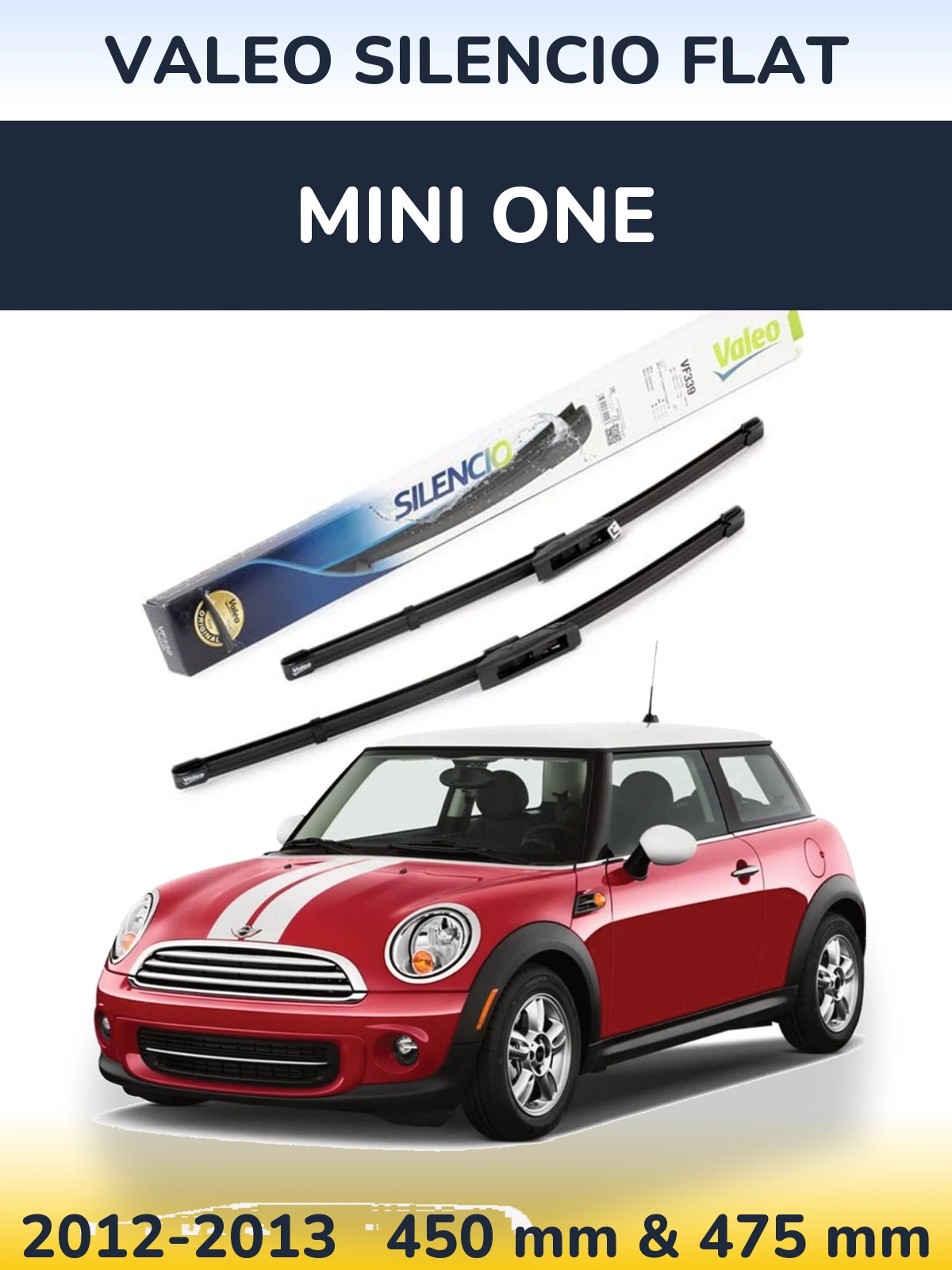 Комплект передних дворников Valeo Silencio Flat 450 & 475 мм для MINI One 2012-2013