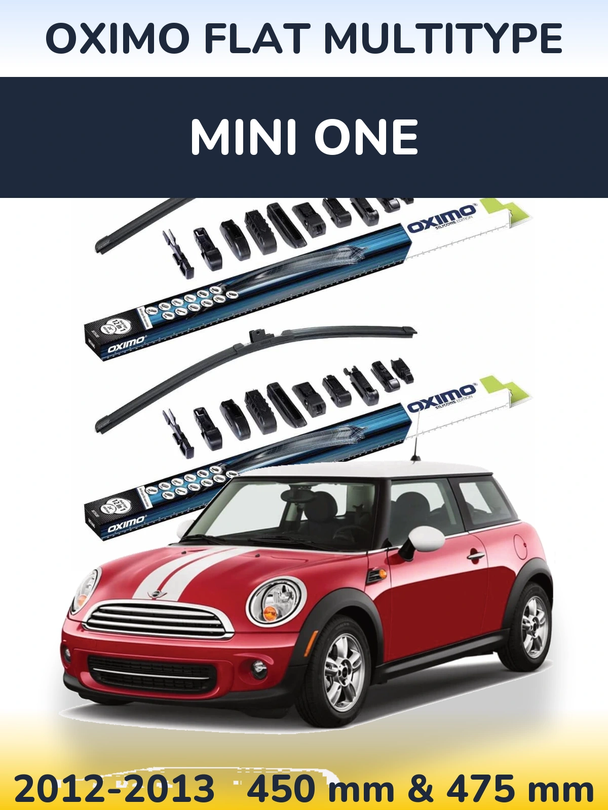 Комплект передних дворников Oximo Flat MultiТипe 450 & 475 мм для MINI One 2012-2013
