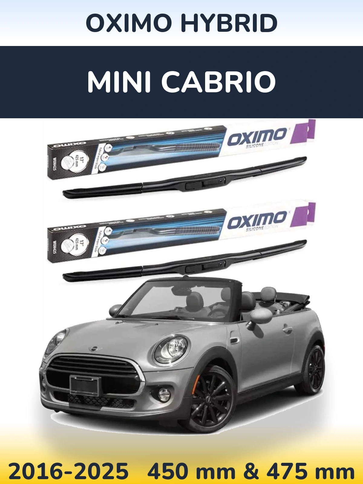 Komplet przednich wycieraczek Oximo Hybrid 450 & 475 mm do MINI Cabrio 2016-2025