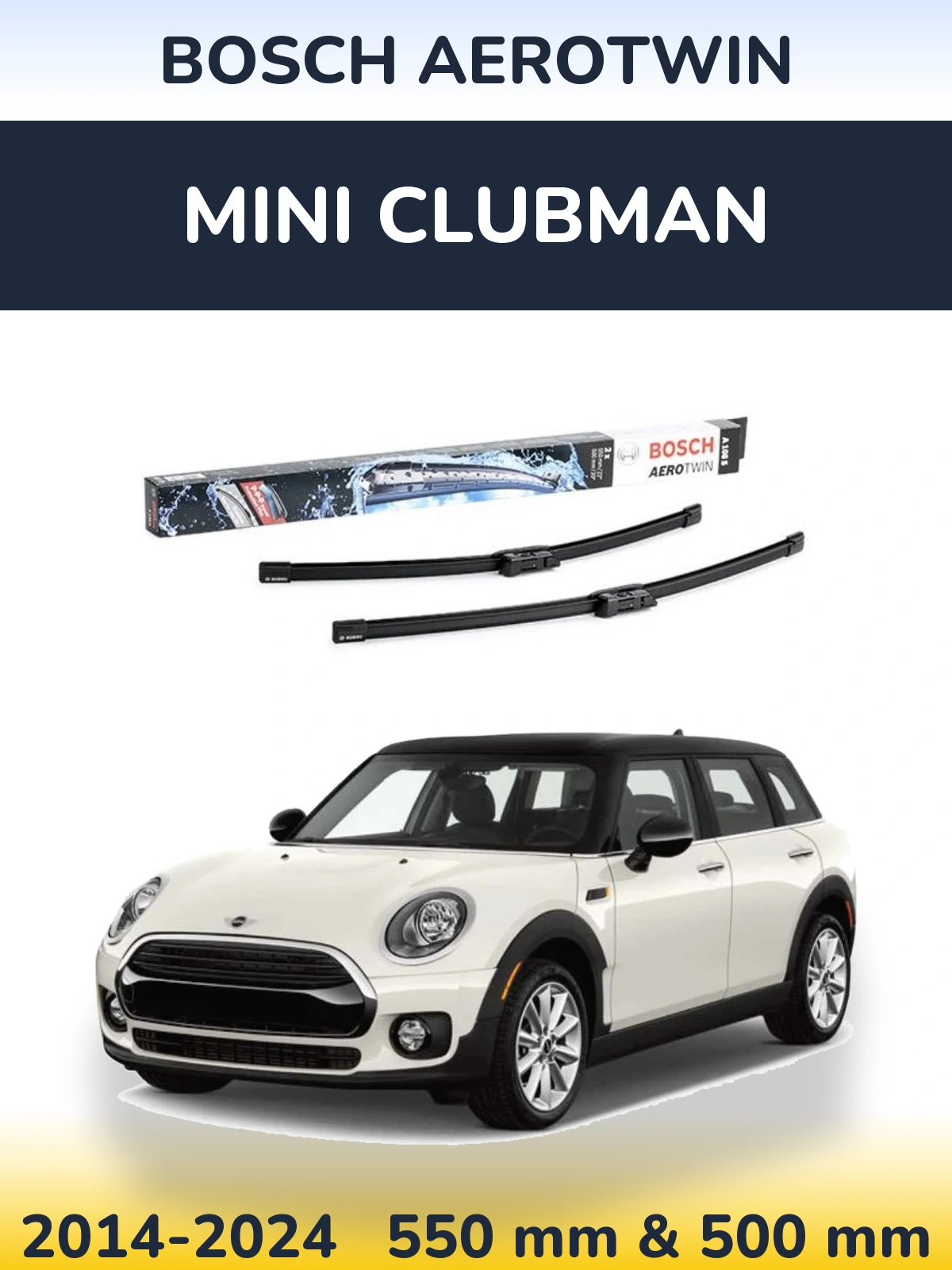 Front wiper blade set BOSCH AeroTwin 550 & 500 mm for MINI Clubman 2014-2024
