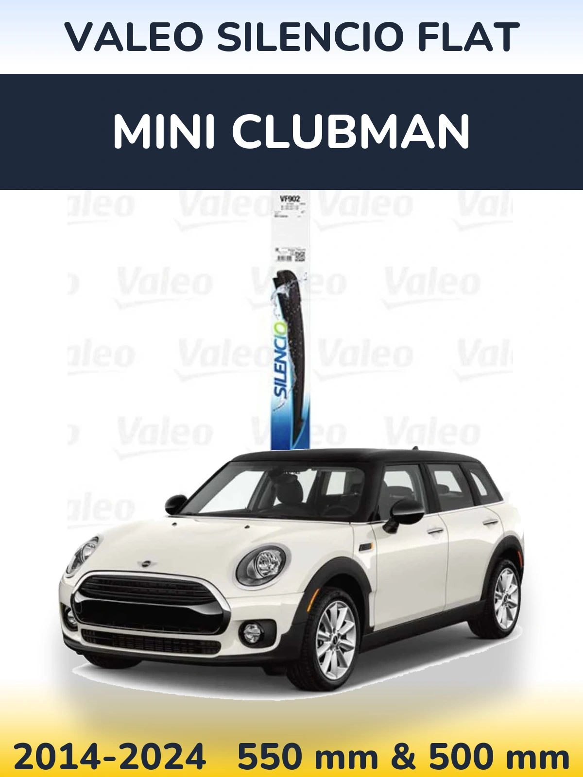 Front wiper blade set Valeo Silencio Flat 550 & 500 mm for MINI Clubman 2014-2024